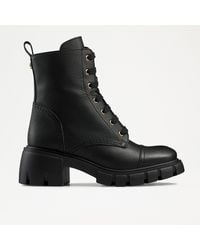 Russell & Bromley - Laceabout Women's Black Leather Round Toe Lace Up Boots - Lyst