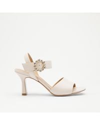 Russell & Bromley - Waltz Women's White Embellished Buckle Heeled Sandal - Lyst