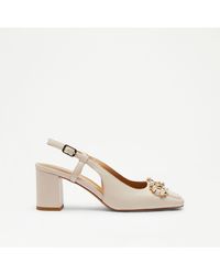 Russell & Bromley - Showtime Women's White Nappa Leather Pearl Snaffle Trim Slingback - Lyst