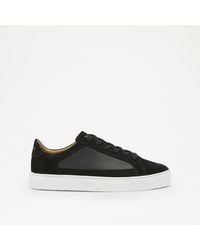 Russell & Bromley - Finlay Men's Black Leather & Suede Colour Block Retro Laced Sneakers - Lyst