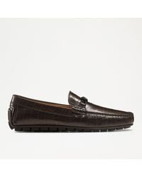 Russell & Bromley - Spyder-tie Men's Brown Leather Crocodile Print Driver Casual Shoes - Lyst