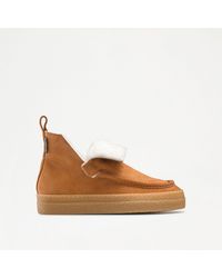 Russell & Bromley - Snug Women's Tan Shearling Moccasin Fold Down Boot - Lyst