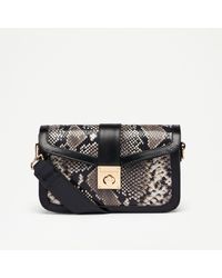 Russell & Bromley - Waterloo Women's Black And White Leather Snake Print Boxy Cross Body Bag - Lyst