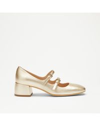 Russell & Bromley - Jane Women's Gold Low Block Mary Jane Heel - Lyst