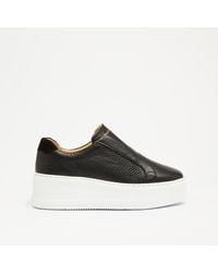 Russell & Bromley - Park Up Women's Black Leather Flatform Laceless Sneakers - Lyst