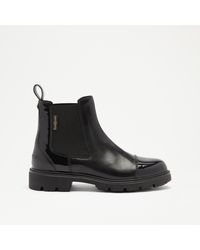Russell & Bromley - Upminster Women's Black Leather Lug Sole Chelsea Boots - Lyst