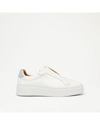 Russell & Bromley - Park Mid Women's White Leather Flatform Mid Laceless Sneakers - Lyst