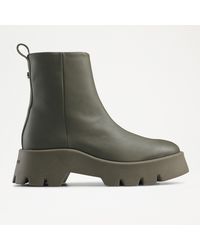 Russell & Bromley - Edgy Women's Green Leather Chunky Lug Sole Platform Ankle Boots - Lyst