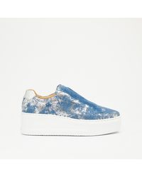 Russell & Bromley - Park Up Women's Blue Denim Laceless Flatform Sneakers - Lyst