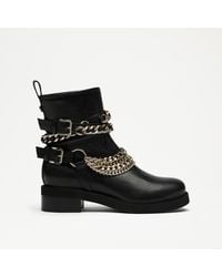 Russell & Bromley - Trixie Women's Glam Biker Ankle Boots, Comfortable Black, Calf Leather - Lyst