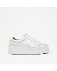 Russell & Bromley - Park Up Women's Silver Leather Leopard Print Laceless Flatform Sneakers - Lyst