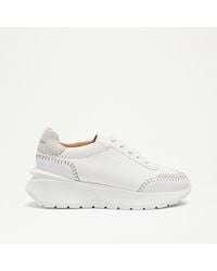 Russell & Bromley - Cross Stitch Women's White Leather Whip Stitch Lace Up Runner Sneakers - Lyst