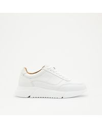 Russell & Bromley - Hop Women's White Leather Clean Lace Up Runner Sneakers - Lyst