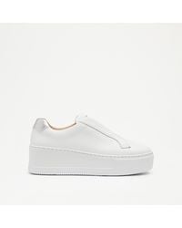 Russell & Bromley - Park Up Women's White Laceless Flatform Trainer - Lyst
