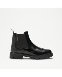 Russell & Bromley - Library Women's Black Leather Brogue Chelsea Ankle Boots - Lyst