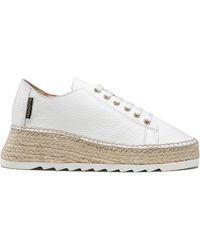 Russell & Bromley Women's White Calf Leather Kick Back Lace Up Espadrilles, Size: Uk 8