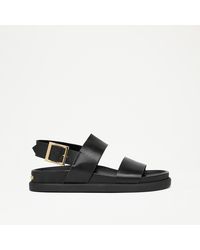 Russell & Bromley - Charlotte Women's Black Leather Metallic Strappy Footbed Sandals - Lyst