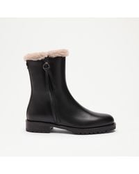 Russell & Bromley - Zip Round Toe Faux Shearling Lined Boots, Black, Calf Leather - Lyst