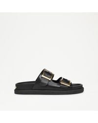 Russell & Bromley - Locate Women's Black Double Buckle Footbed Sandal - Lyst
