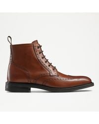Russell & Bromley - Shellbourne Mens Brogue Round Toe Lace Up Ankle Boots, Brown, Calf Leather - Lyst