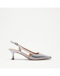 Russell & Bromley - Snipped Women's Silver Leather Snipped Toe Kitten Heel - Lyst