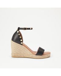 Russell & Bromley - Coin Spin Women's Black Stud Wedge Espadrille - Lyst