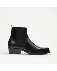 Russell & Bromley - Brynner Mens Cuban Square Chisel Chelsea Boots, Black, Leather - Lyst