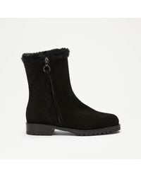 Russell & Bromley - Lake Women's Black Suede Side- Zip Faux Fur Lined Boots - Lyst