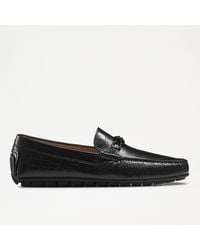 Russell & Bromley - Spyder-tie Men's Black Leather Crocodile Print Croc Driver Shoes - Lyst