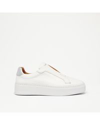 Russell & Bromley - Park Mid Women's White Leather Flatform Mid Laceless Sneakers - Lyst