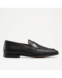 Russell & Bromley - Men's Black Leather Bellagio Weave Loafers, Size: Uk 7 - Lyst