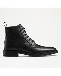 Russell & Bromley - Shellbourne Men's Black Calf Leather Brogue Lace Up Ankle Boots - Lyst