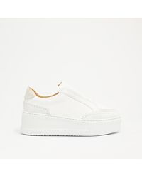 Russell & Bromley - Park Line Women's White Leather Whip Stitch Laceless Sneakers - Lyst