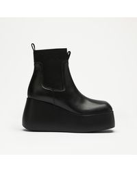 Russell & Bromley - Dalston Women's Square Toe Platform Boots, Black, Nappa Leather - Lyst