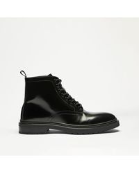 Russell & Bromley - Platoon Men's Black Leather Hi Shine Lace Up Cleated Boots - Lyst