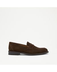 Russell & Bromley - Davis Men's Comfortable Brown Suede Rubber Sole Saddle Loafers - Lyst