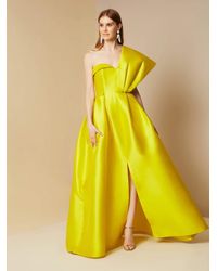 Sachin & Babi One-shoulder Pleated Mikado Ballgown - Yellow