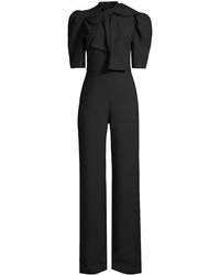 Black Halo Ara Bow Puff-sleeve Jumpsuit in Red | Lyst