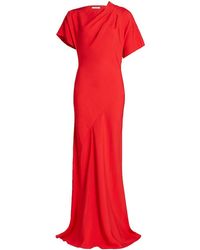 Co. Asymmetric Bias Cut Crepe Gown - Red