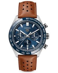 Tag Heuer Carrera Stainless Steel & Leather Chronograph Watch - Blue