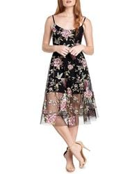 Dress the Population Sabrina Floral Embroidered Dress in Gray | Lyst