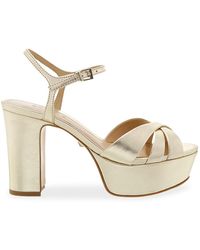Schutz Lenne Leather Platform Sandals in White | Lyst