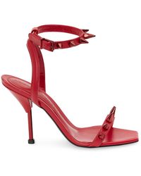 Alexander McQueen Leather Ankle Strap Sandal in Red | Lyst