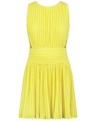 BCBGMAXAZRIA Dress Lucea Color Block Pleated in Yellow | Lyst