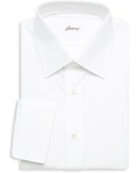 NWT BRIONI Ivory Gold Dollar Sign Striped Silk L//S Button Up Dress Shirt S