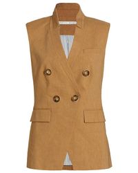 Womens Clothing Jackets Waistcoats and gilets White Loulou Studio Linen Lamu Vest in Ivory 