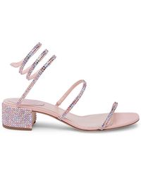 Rene Caovilla Cleo Chandelier Ankle-wrap Crystal-embellished Satin Sandals in Violet (Purple) - Lyst