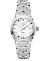 Tag Heuer Link 32mm Stainless Steel, White Mother-of-pearl & Diamond Quartz Bracelet Watch