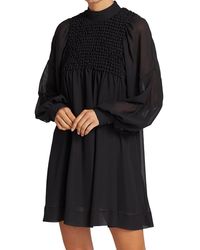 Ganni Beaumont Chiffon Dress in Brown - Lyst