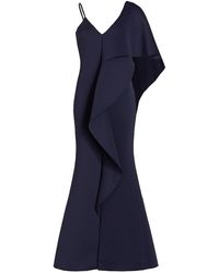 badgley mischka asymmetrical ruffle gown
